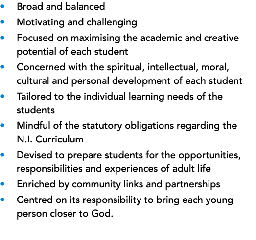   Broad and balanced    Motivating and challenging    Focused on maximising the academic and creative  potential of    